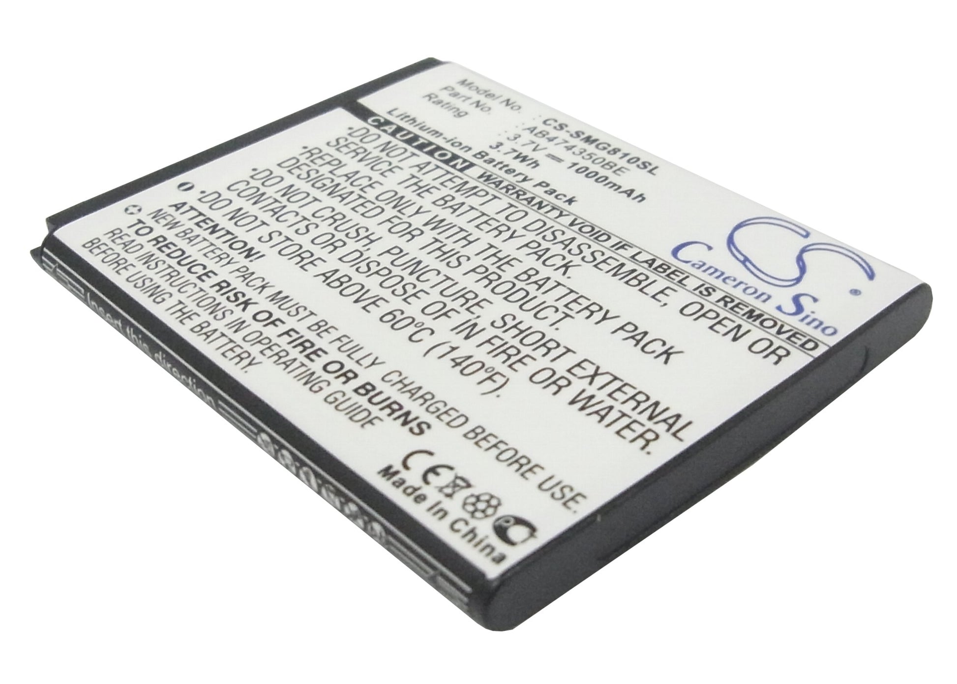 3.7V 1000mAh/3.70Wh Li-ion Mobile/SmartPhone Battery for Samsung