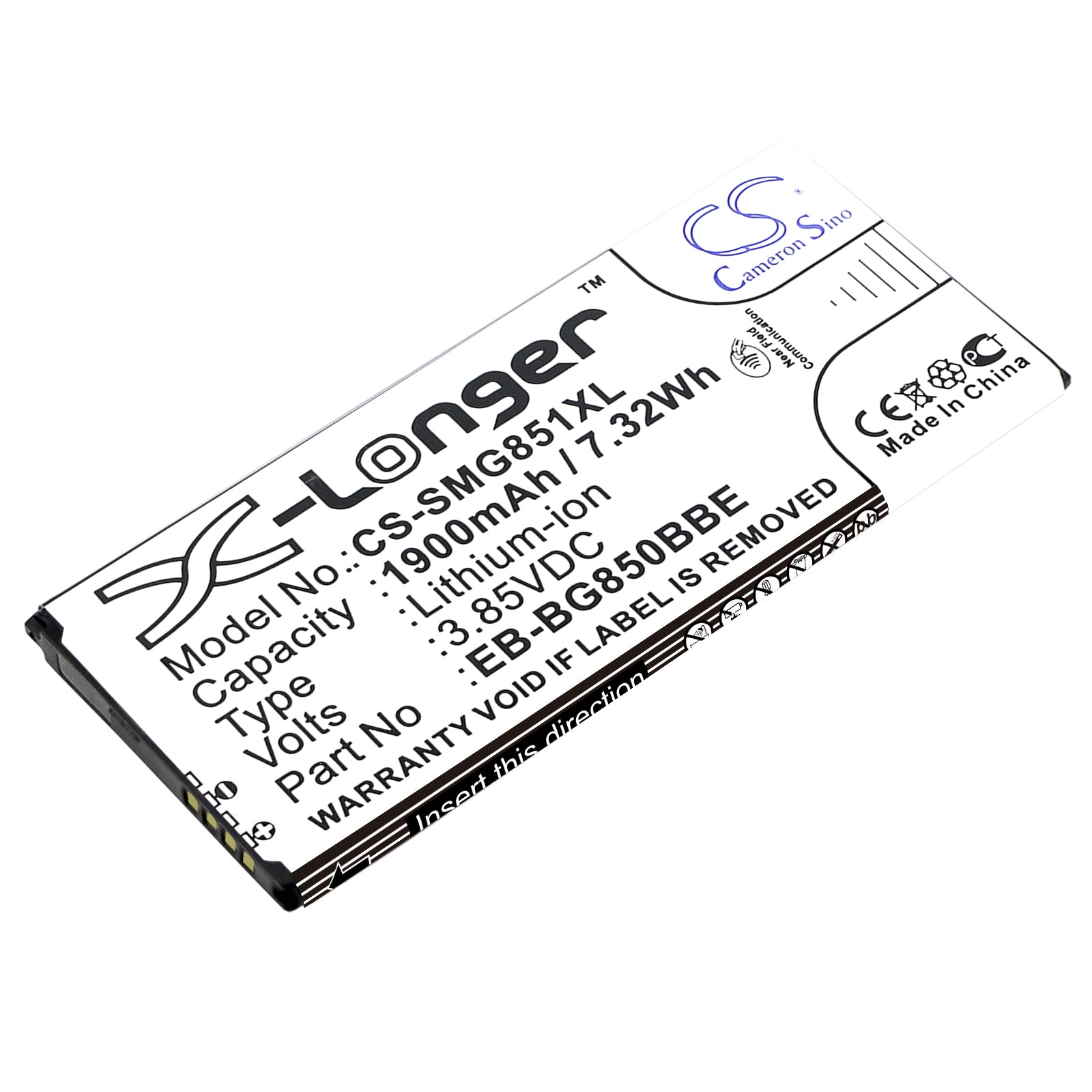 3.85V 1900mAh/7.32Wh Li-ion Mobile/SmartPhone Battery for Samsung
