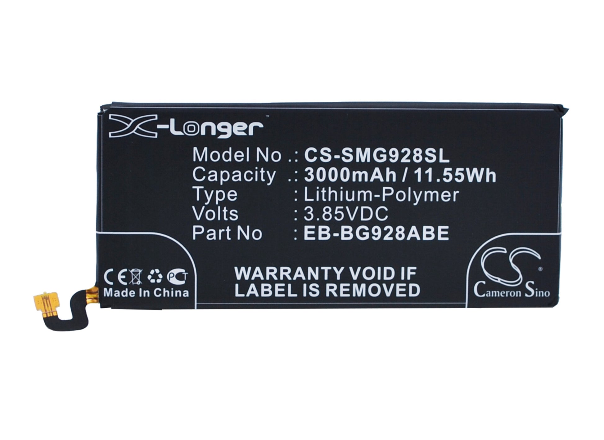 3.85V 3000mAh/11.55Wh Li-Polymer Mobile/SmartPhone Battery for Samsung