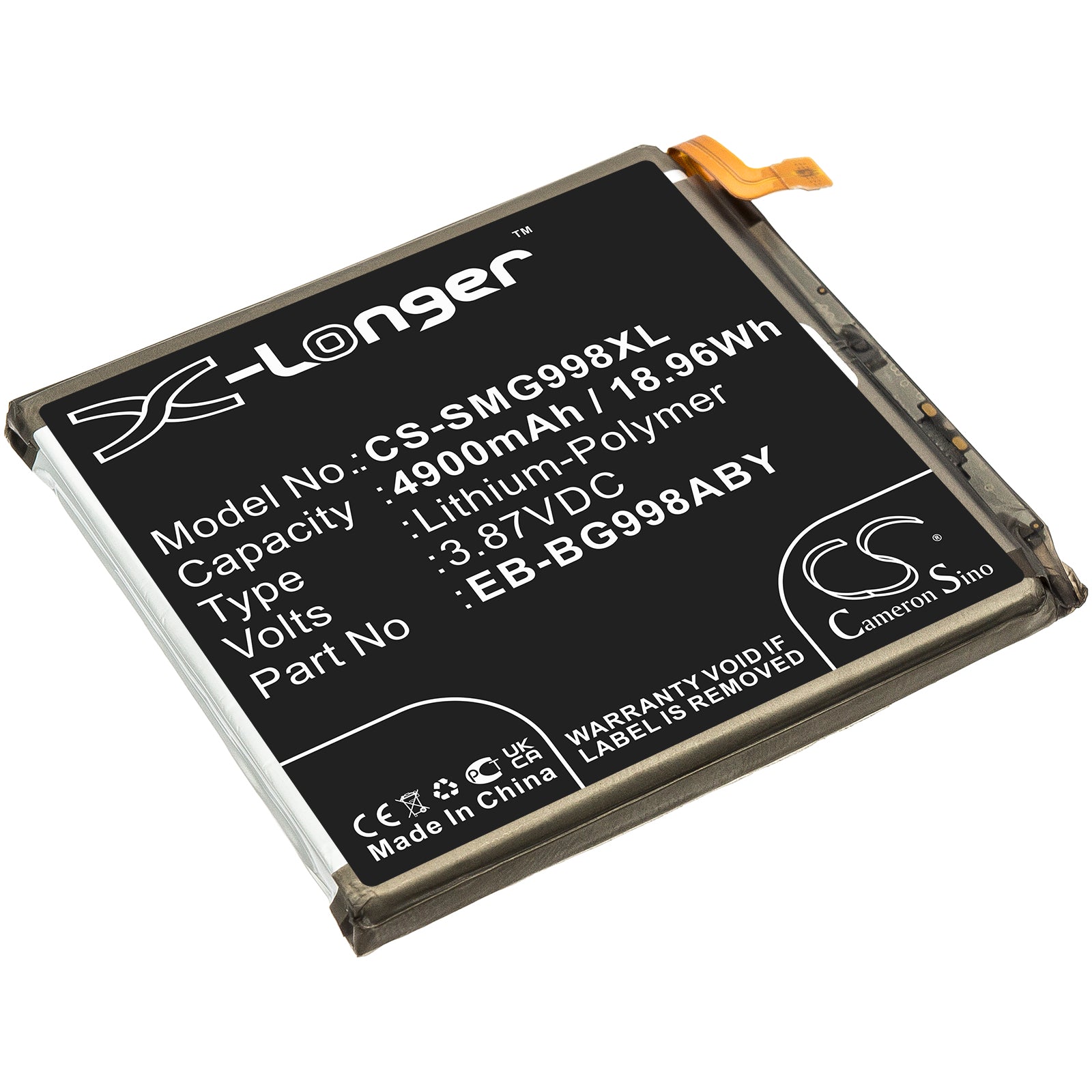 CS-SMG998XL Replacement Battery – Compatible with Galaxy S21 Ultra, Galaxy S21 Ultra 5G, SC-52B, SGH-N748, SM-G9980, SM-G998A, SM-G998B/DS, SM-G998D, SM-G998N, SM-G998P, SM-G998R4, SM-G998T, SM-G998U, SM-G998U1, SM-G998V, SM-G998W