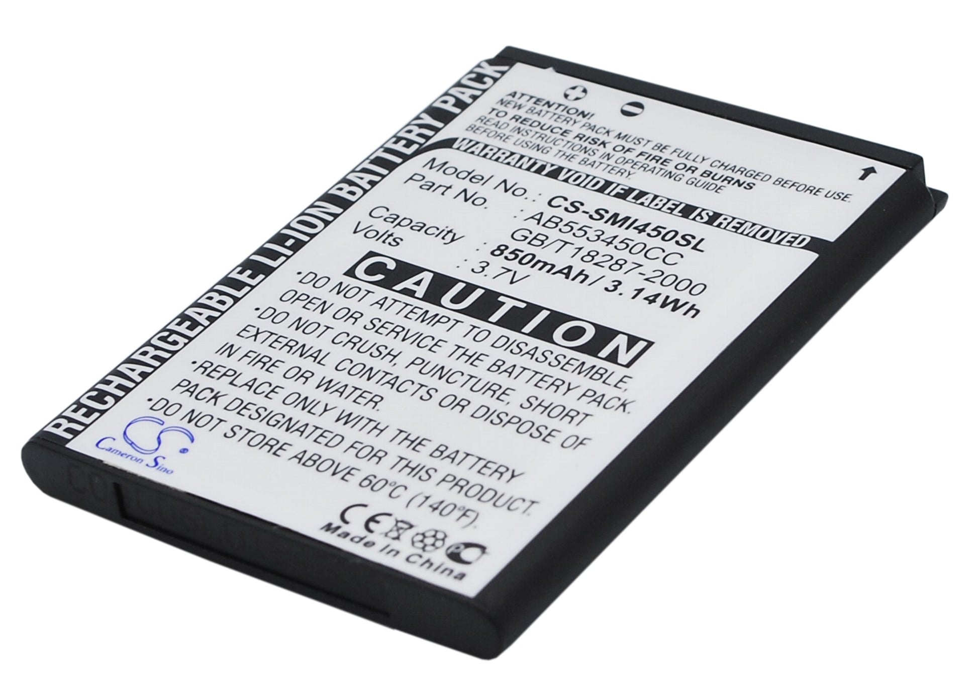 3.7V 850mAh Li-ion Mobile/SmartPhone Battery for Samsung