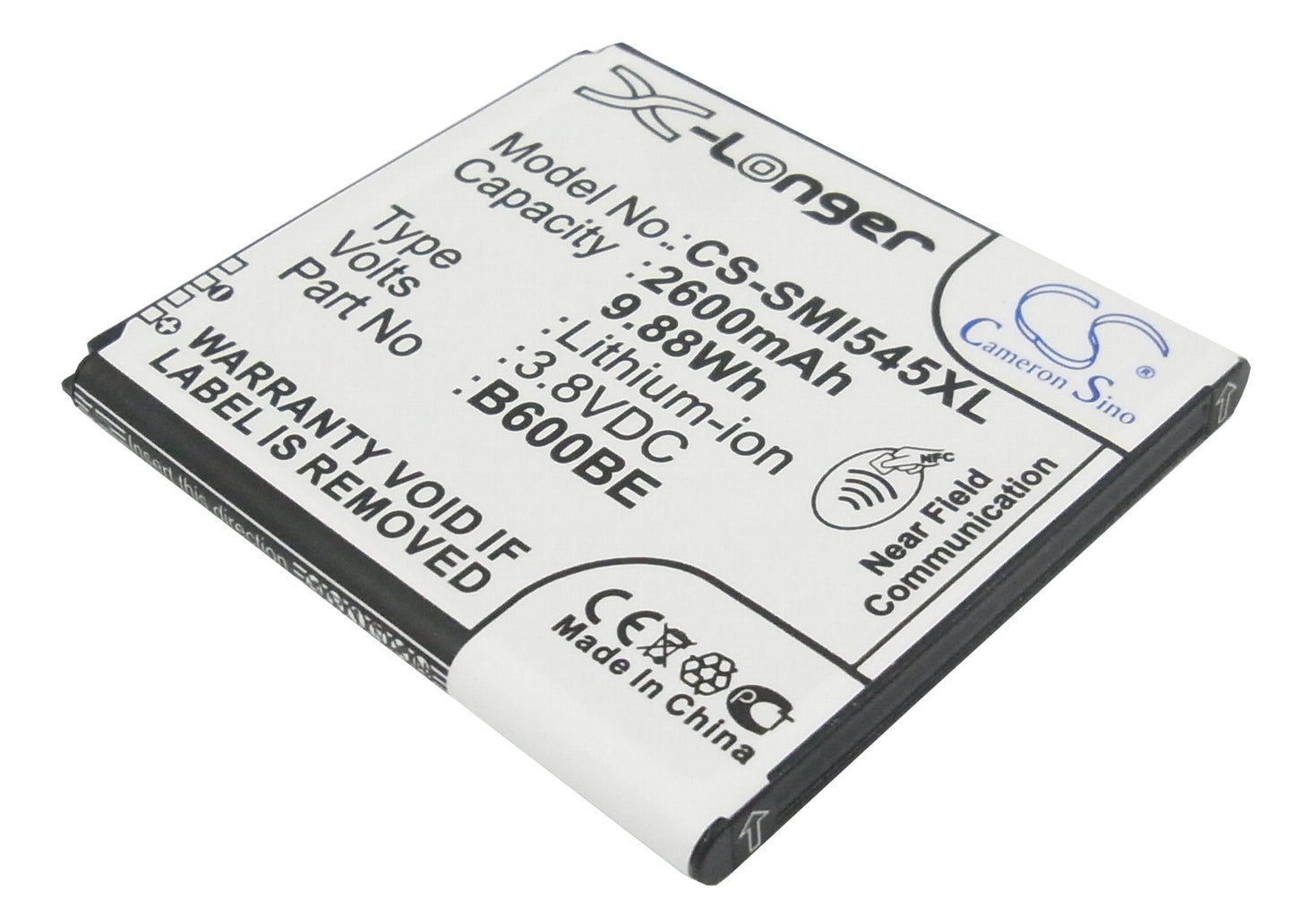 3.8V 2600mAh/9.88Wh Li-ion Mobile/SmartPhone Battery for Samsung