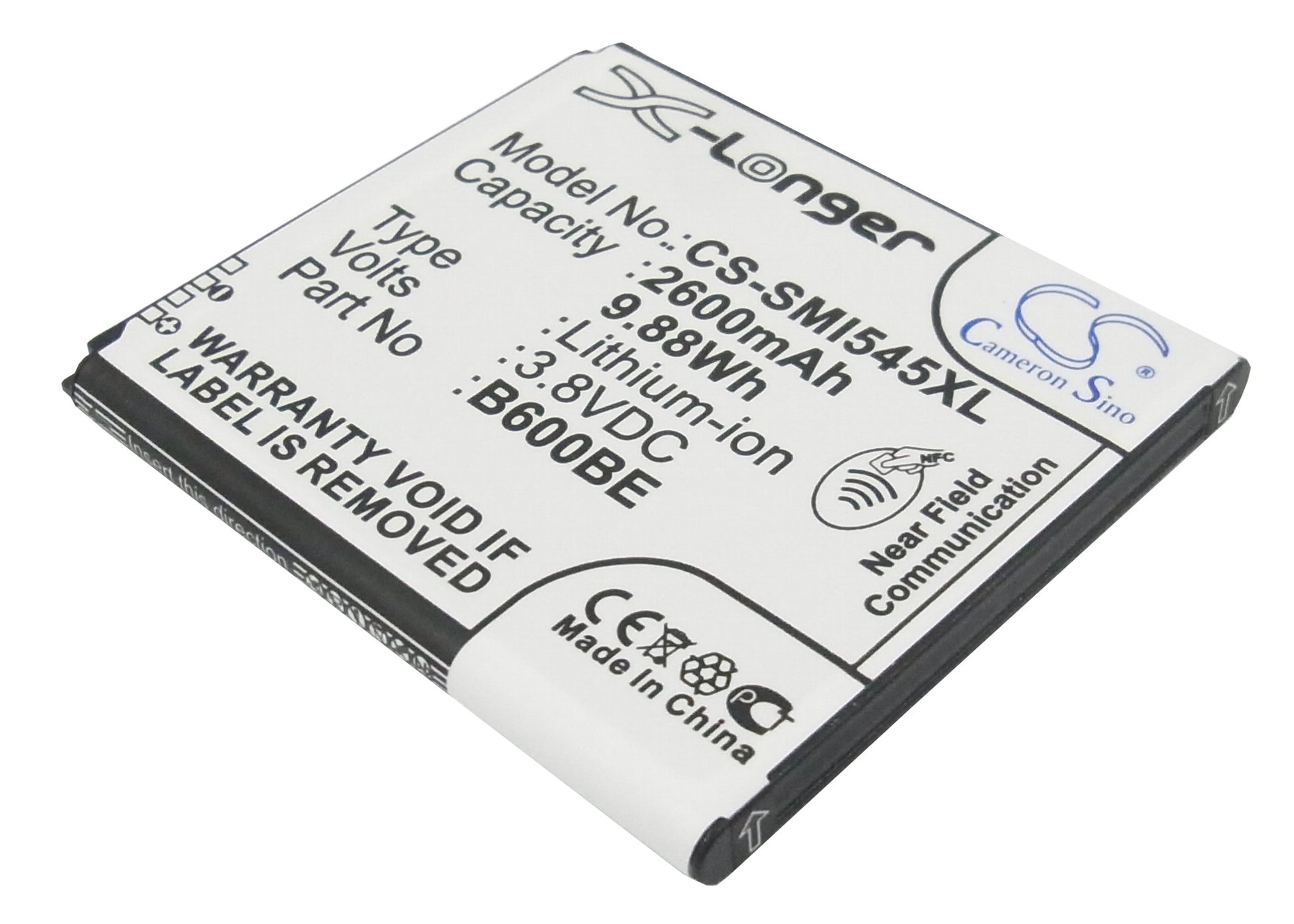 3.8V 2600mAh/9.88Wh Li-ion Mobile/SmartPhone Battery for Samsung