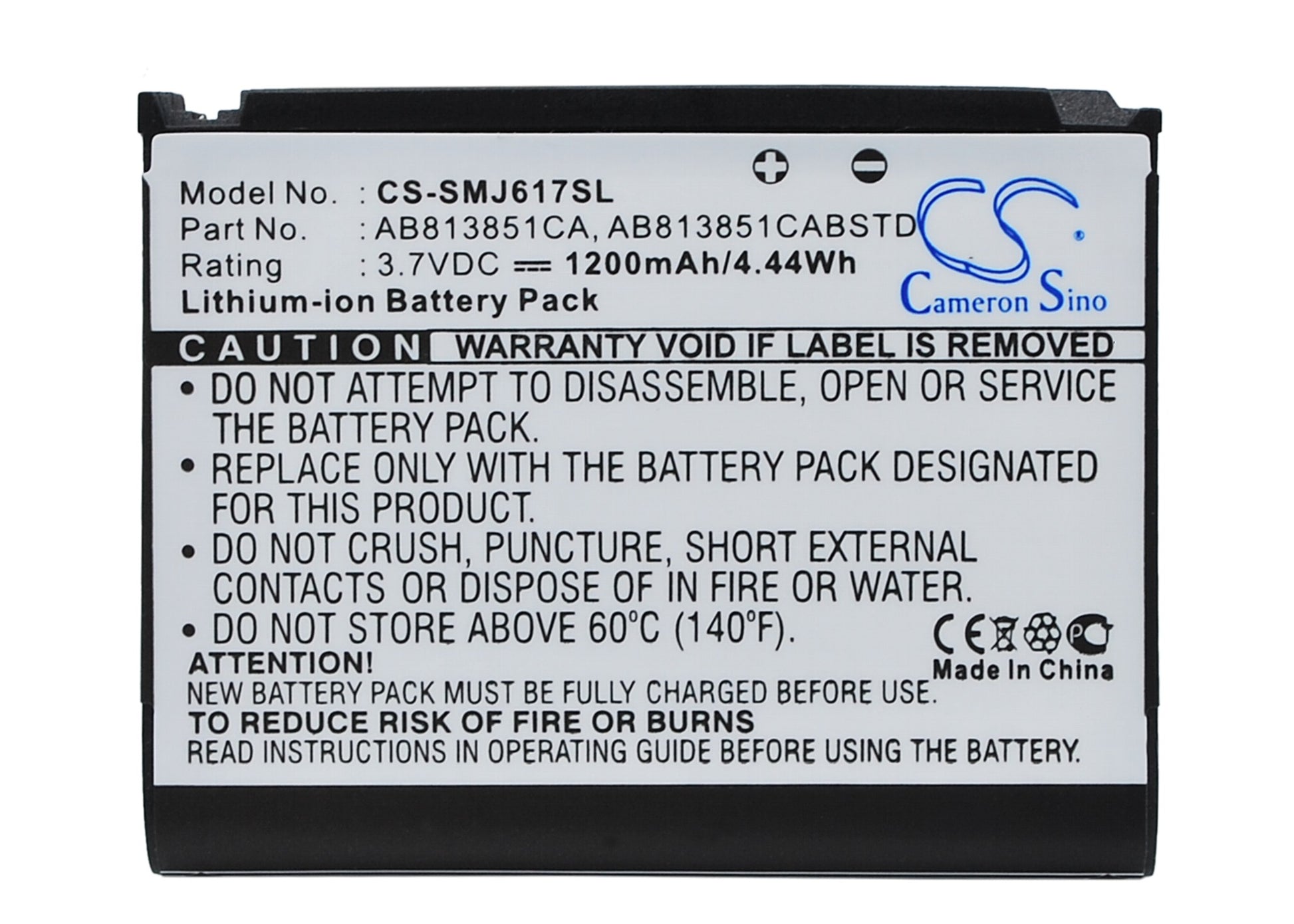 3.7V 1200mAh/4.44Wh Li-ion Mobile/SmartPhone Battery for Samsung