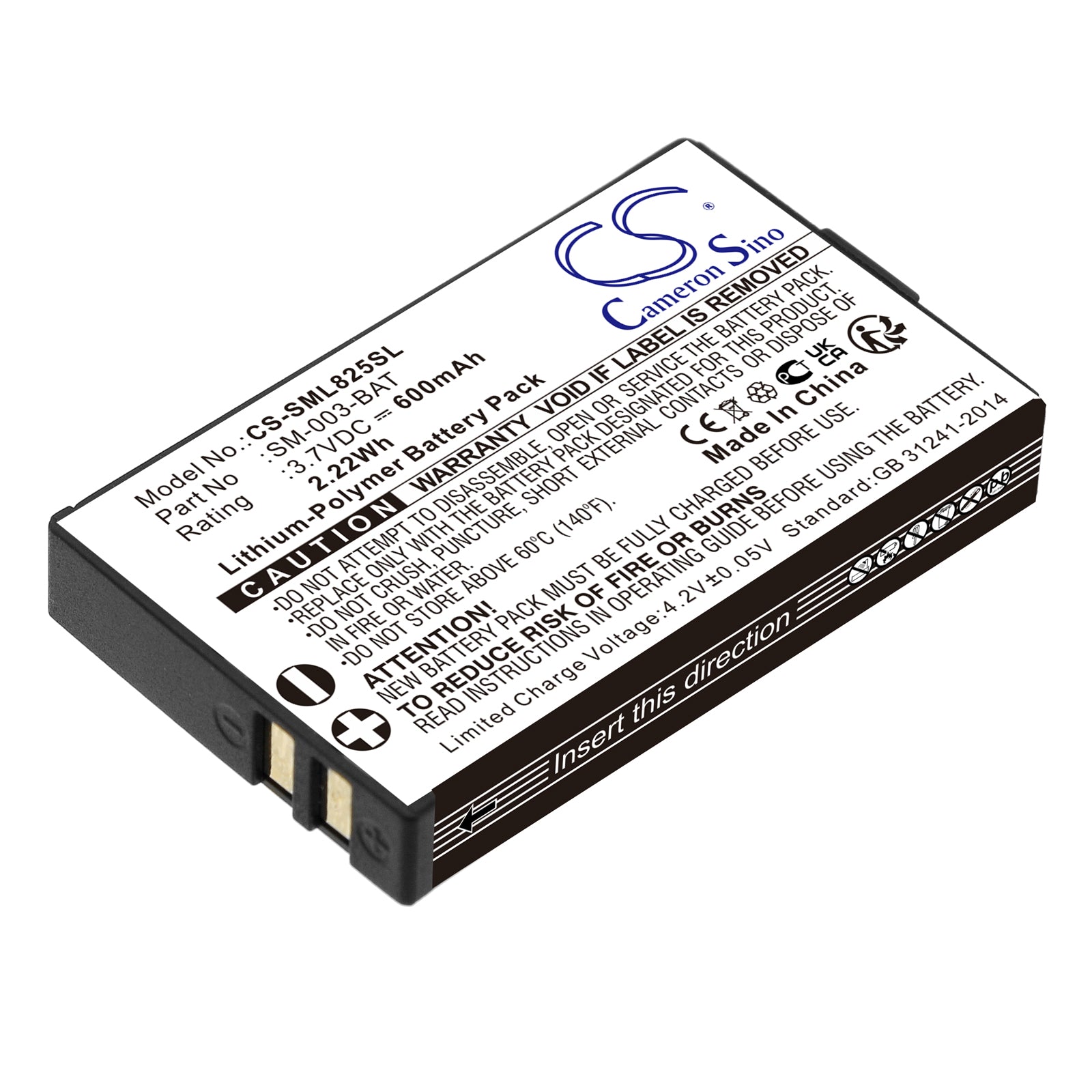CS-SML825SL Replacement Battery – Compatible with BIG OVER EAR wireless TV heads, SM-825D Pro, SM-829D1, SM-829D2, SM-905TV