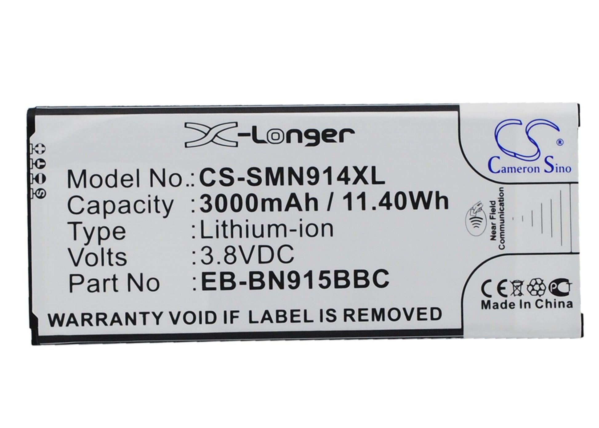 3.8V 3000mAh/11.40Wh Li-ion Mobile/SmartPhone Battery for Samsung