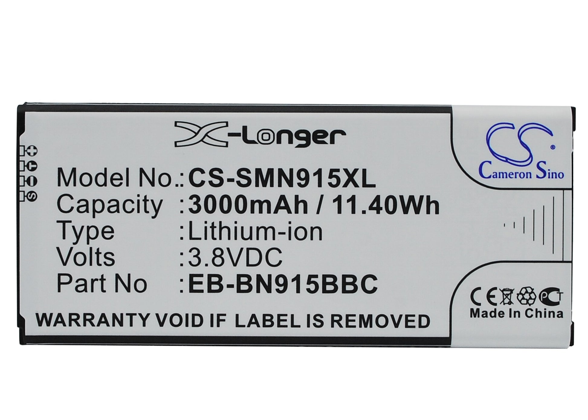 3.8V 3000mAh/11.40Wh Li-ion Mobile/SmartPhone Battery for Samsung