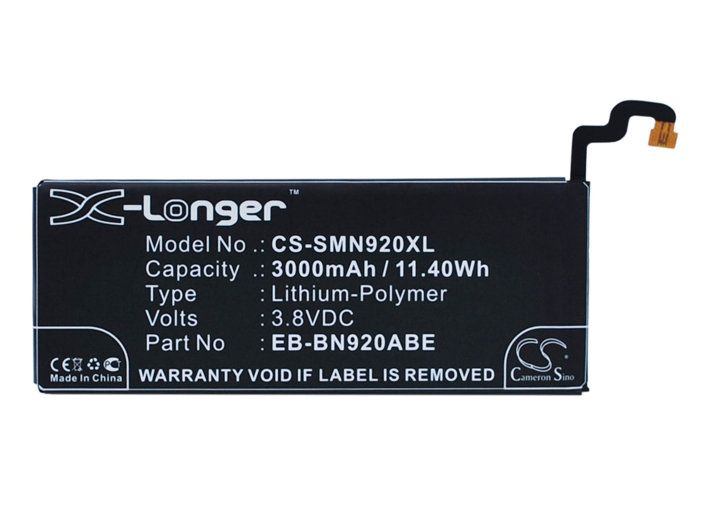 3.8V 3000mAh/11.40Wh Li-Polymer Mobile/SmartPhone Battery for Samsung