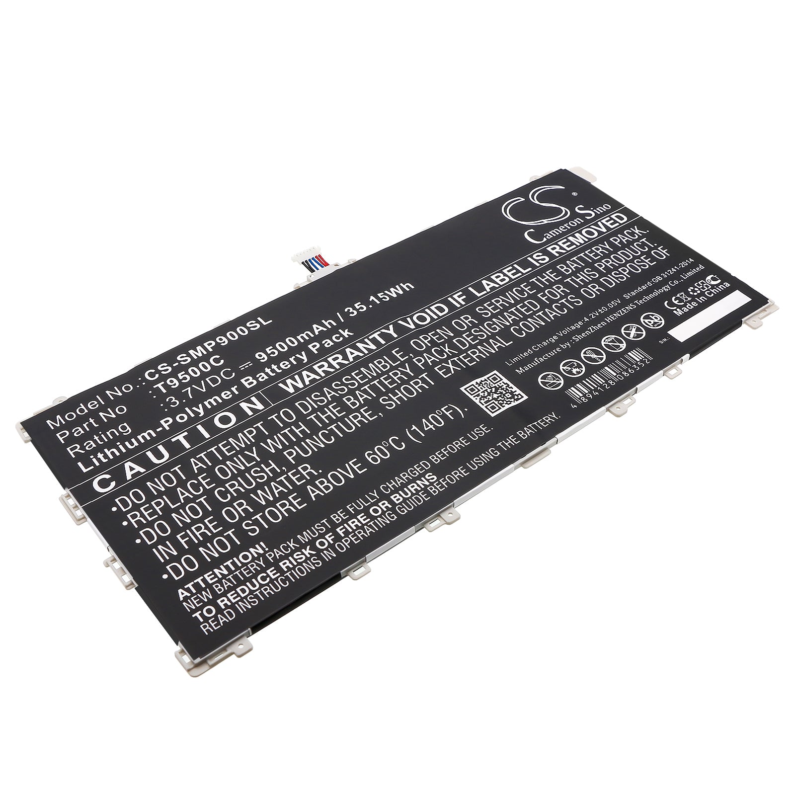 3.7V 9500mAh/35.15Wh Li-Polymer Tablet Battery for Samsung