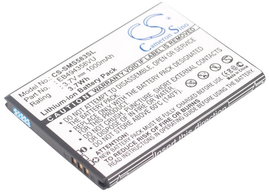 3.7V 1000mAh/3.7Wh Li-ion Mobile/SmartPhone Battery for Samsung