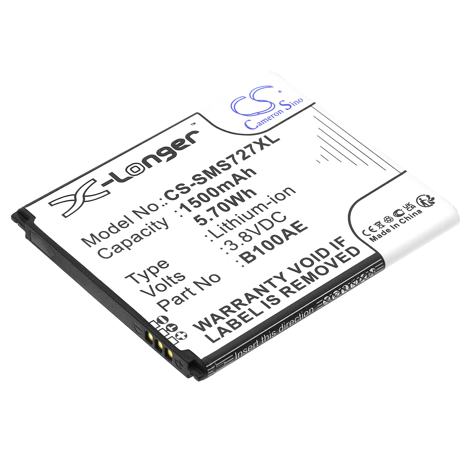 3.8V 1500mAh/5.70Wh Li-ion Mobile/SmartPhone Battery for Samsung