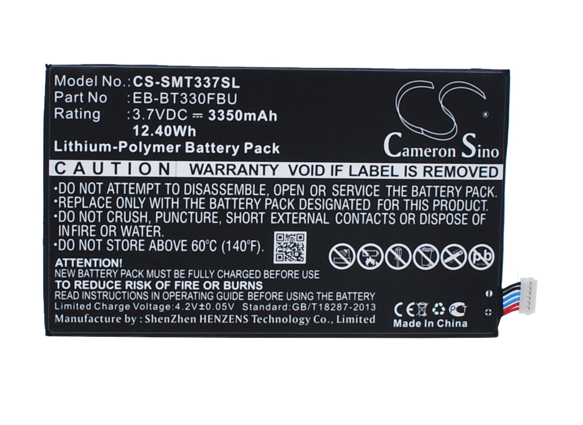 3.7V 3350mAh/12.40Wh Li-Polymer Tablet Battery for Samsung