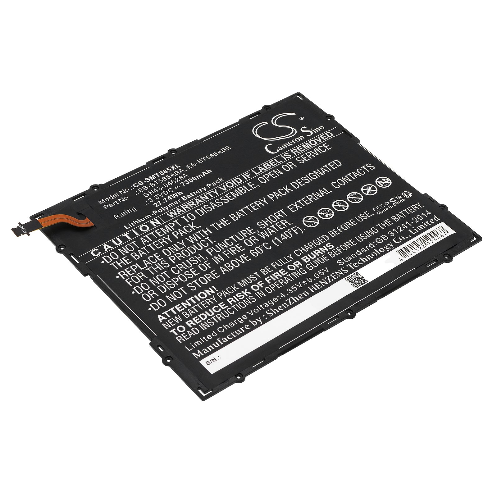 CS-SMT585XL Replacement Battery – Compatible with Galaxy Tab A 10.1 2016 TD-LTE, Galaxy Tab A 10.1 2016 WiFi, Galaxy Tab E 10.1, SM-P580, SM-P585M, SM-P585N, SM-P585N0, SM-P585Y, SM-T580, SM-T580NZKAXAR, SM-T585, SM-T585C, SM-T585M, SM-T587, SM-T587P