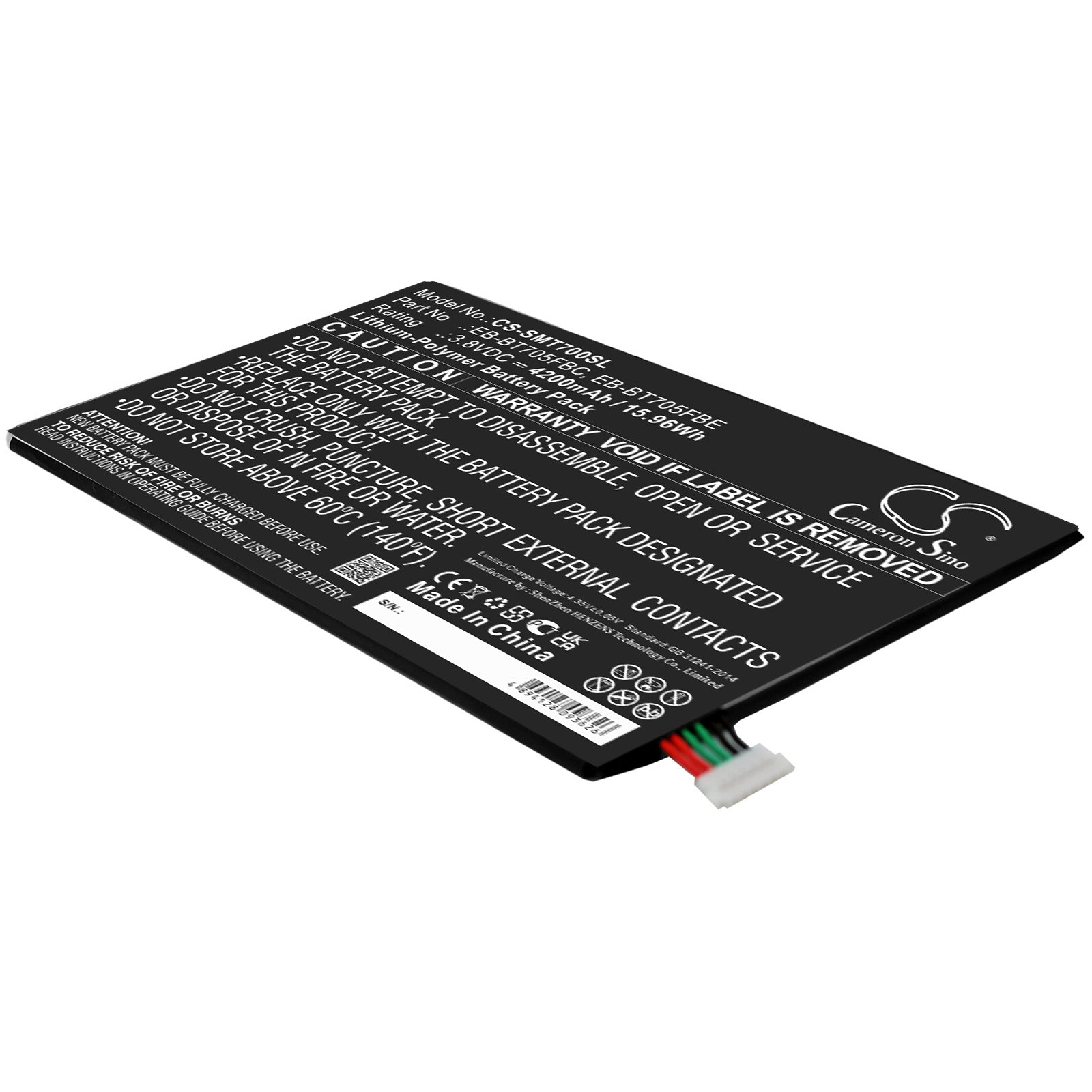 CS-SMT700SL 4900mAh / 18.62Wh suitable for Samsung Galaxy Tab S 8.4, SM-T700, SM-T705 ...