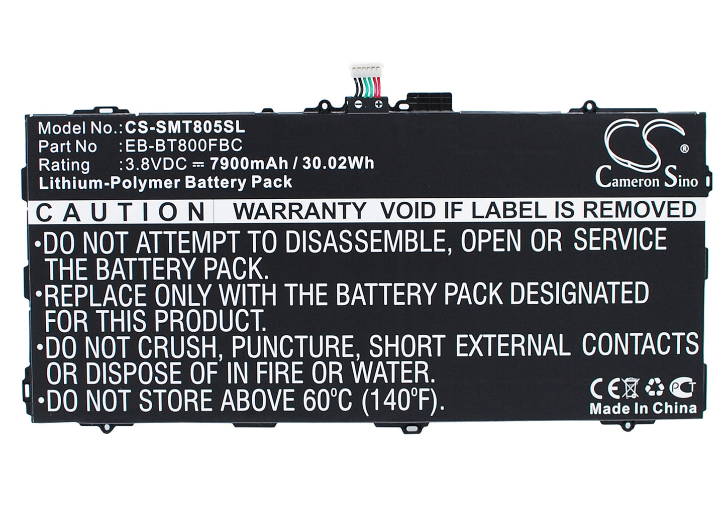 3.8V 7900mAh/30.02Wh Li-Polymer Tablet Battery for Samsung