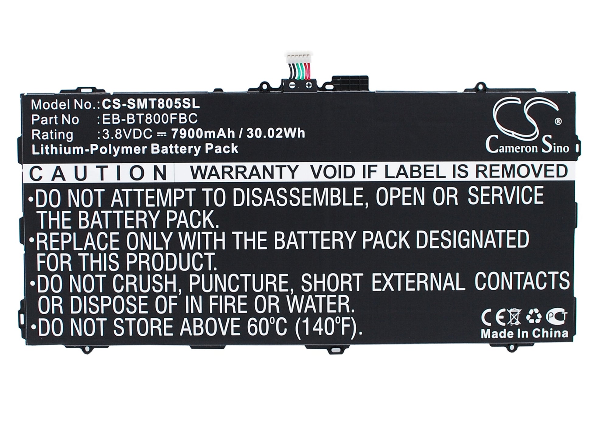 3.8V 7900mAh/30.02Wh Li-Polymer Tablet Battery for Samsung