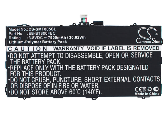 3.8V 7900mAh/30.02Wh Li-Polymer Tablet Battery for Samsung