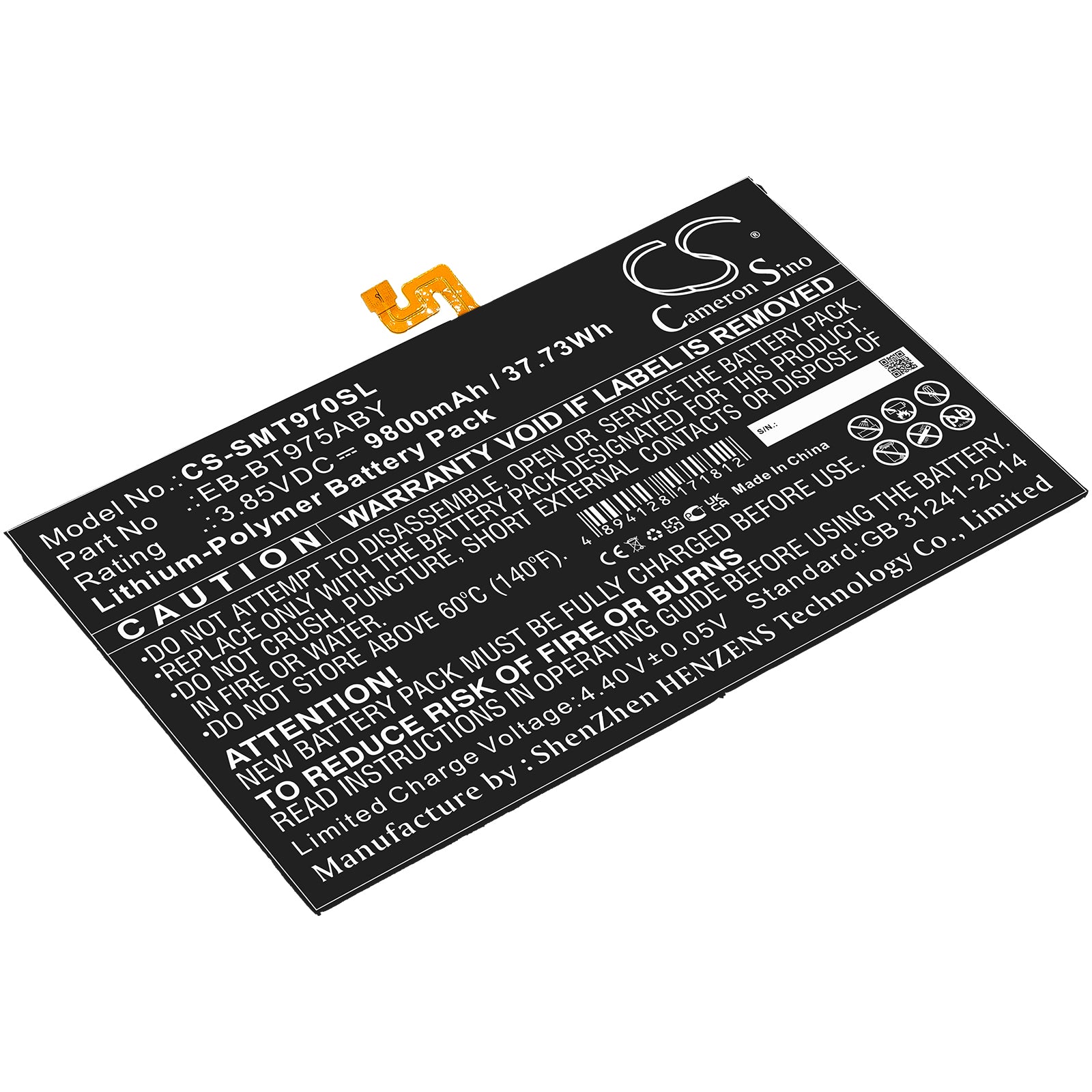 CS-SMT970SL Replacement Battery – Compatible with Galaxy Tab S7 FE 5G, Galaxy Tab S7 Plus 12.4, Galaxy Tab S7+ 12.4 2020, SM-T738U, SM-T970, SM-T975, SM-T975N, SM-T976B, SM-T976N, SM-T978U