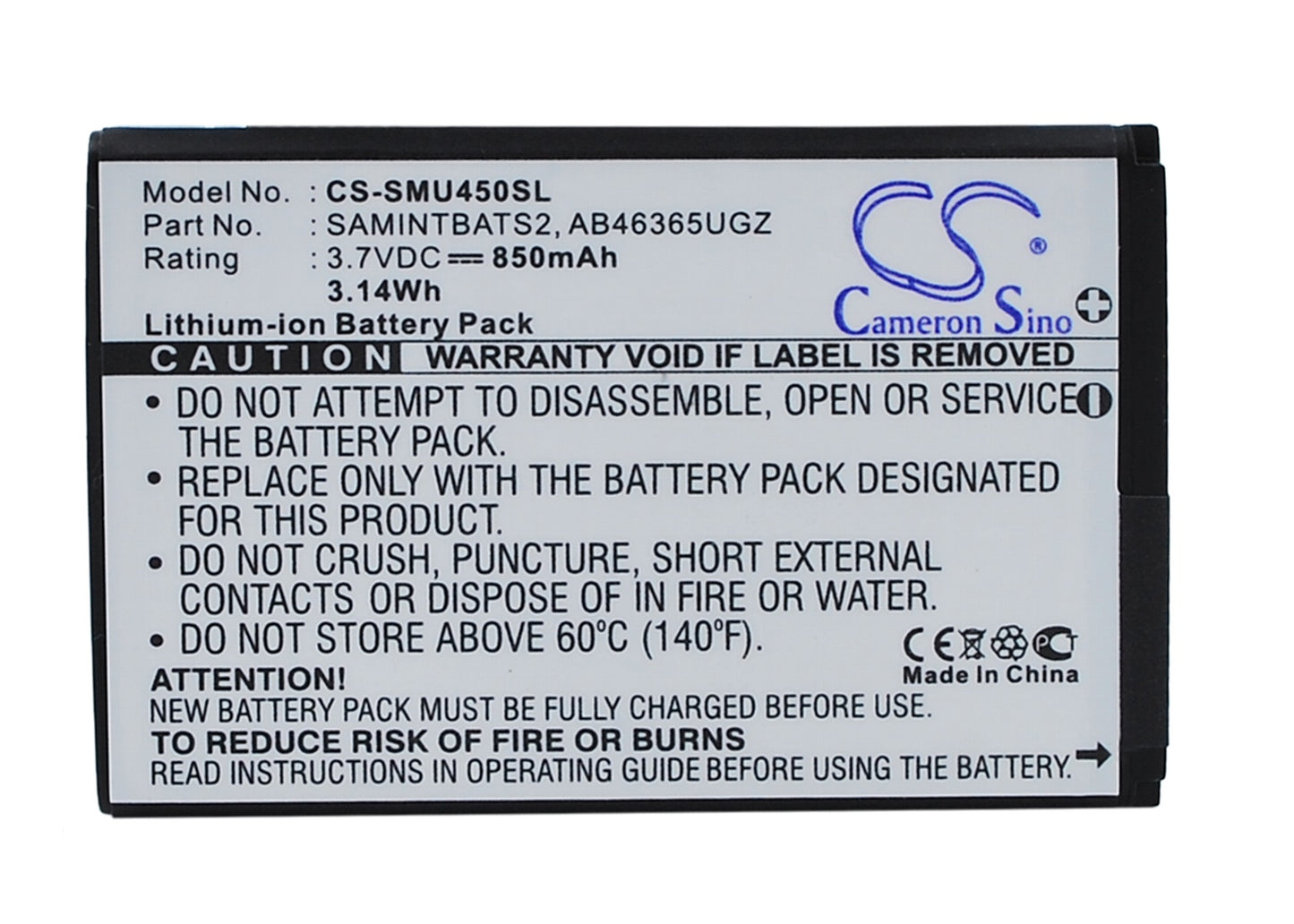 3.7V 850mAh/3.14Wh Li-ion Mobile/SmartPhone Battery for Verizon