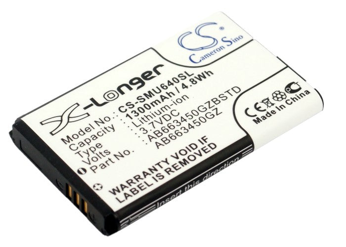 3.7V 1300mAh/4.81Wh Li-ion Mobile/SmartPhone Battery for Samsung