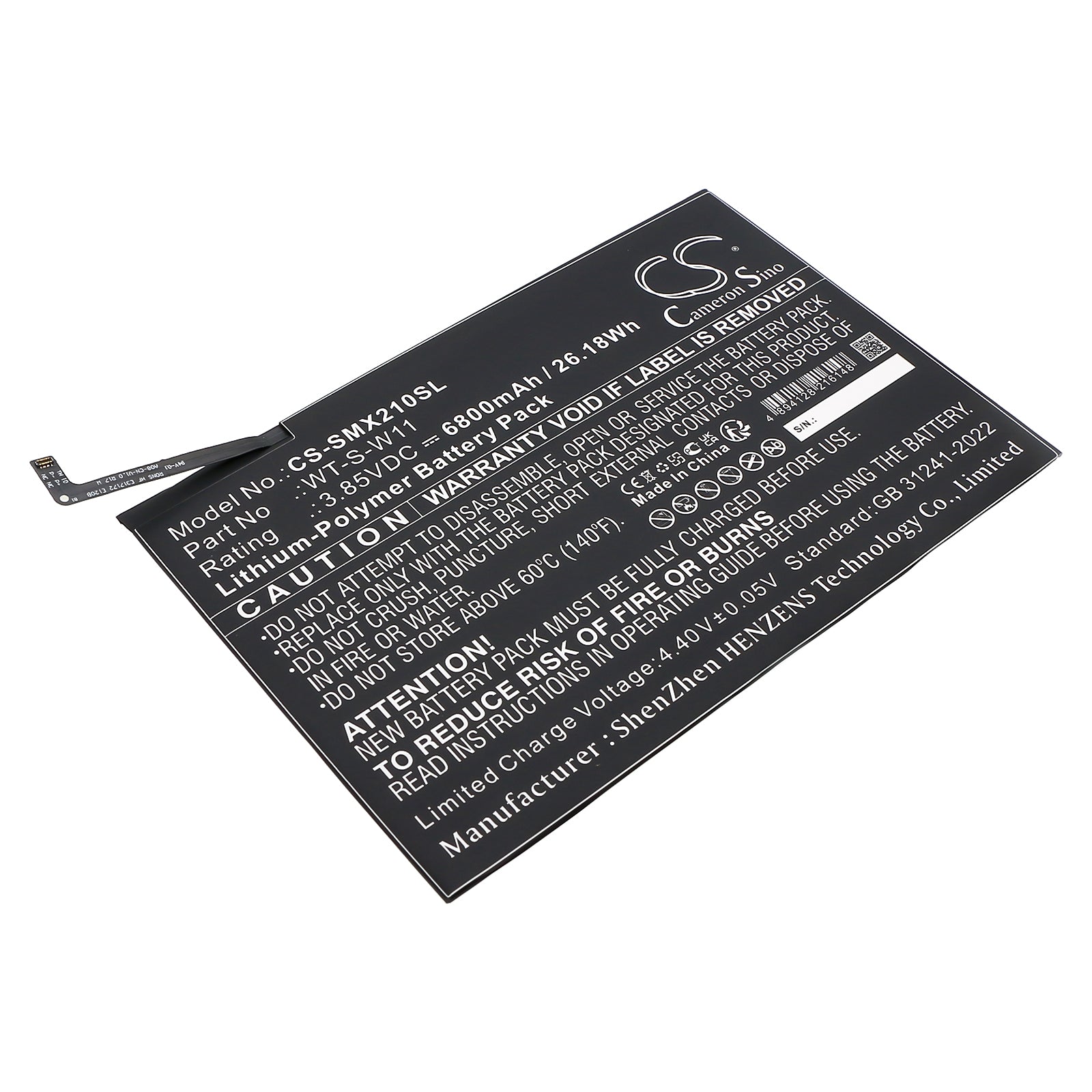 CS-SMX210SL Replacement Battery – Compatible with Galaxy Tab A9+ 5G 11, SM-X210, SMX210NZAEG, SM-X210NZAEXAR, SM-X216, SM-X216B, SM-X216N, SM-X218U