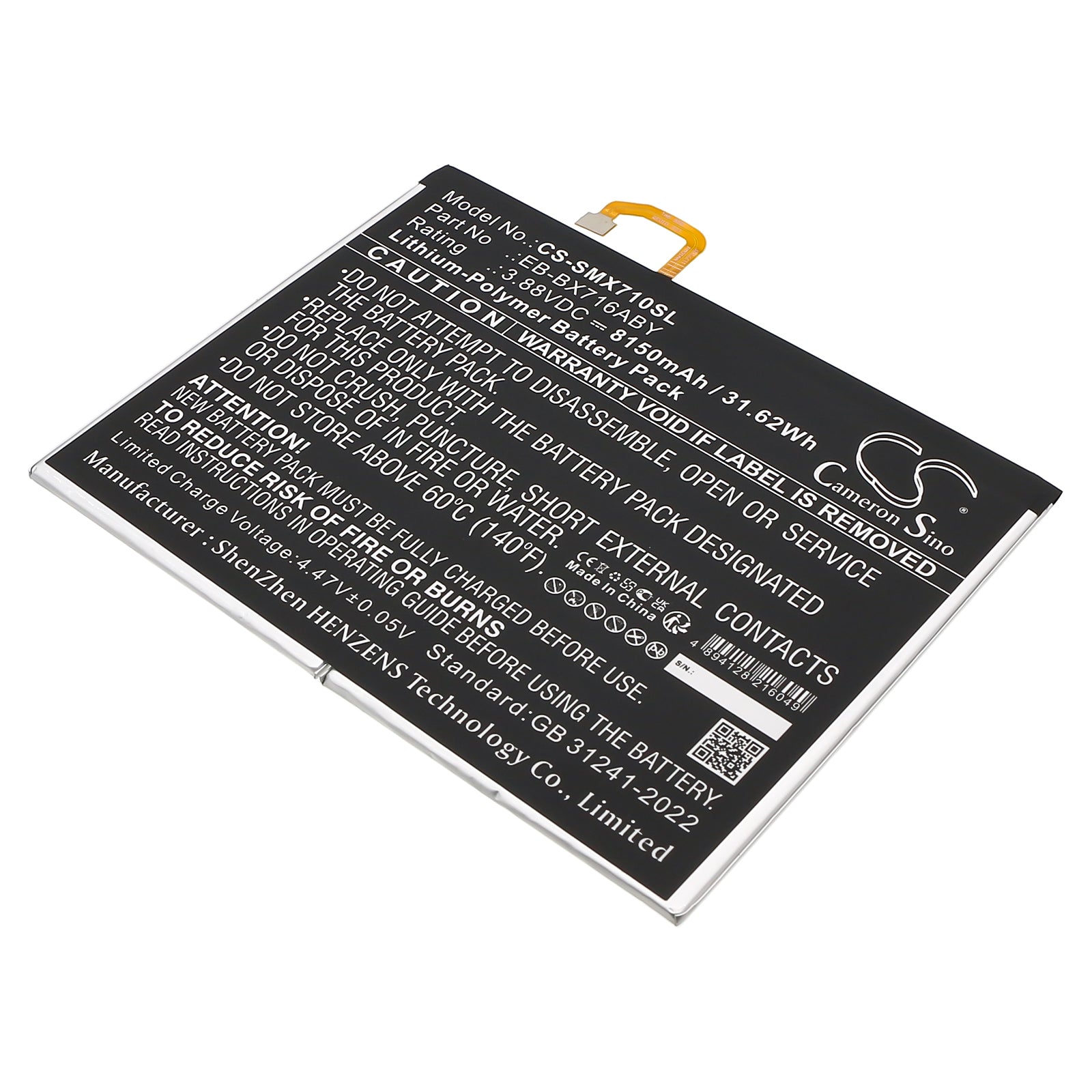 CS-SMX710SL Replacement Battery – Compatible with Galaxy Tab S9, SM-X710, SM-X710N, SM-X716, SM-X716B, SM-X716N