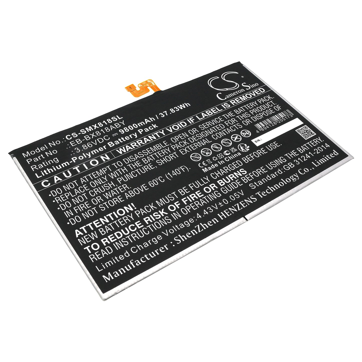 CS-SMX818SL Replacement Battery – Compatible with SM-X810, SM-X810N, SM-X816, SM-X816B, SM-X816N, SM-X818A, SM-X818R4, SM-X818U, SM-X818V, Tab S9+