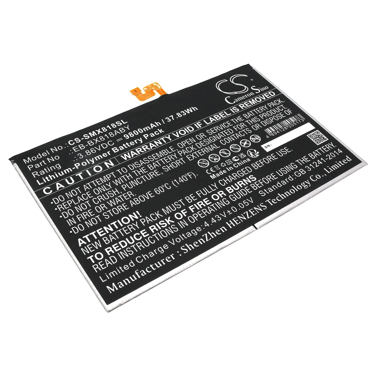 CS-SMX818SL Replacement Battery – Compatible with SM-X810, SM-X810N, SM-X816, SM-X816B, SM-X816N, SM-X818A, SM-X818R4, SM-X818U, SM-X818V, Tab S9+