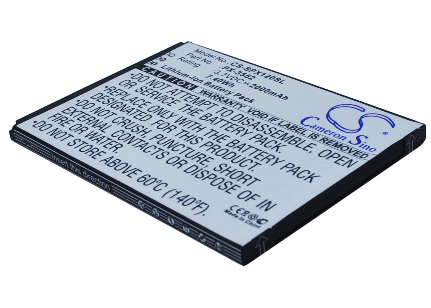 3.7V 2000mAh/7.40Wh Li-ion Mobile/SmartPhone Battery for Simvalley