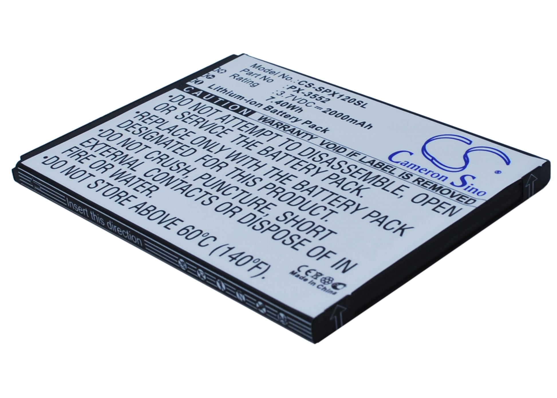 3.7V 2000mAh/7.40Wh Li-ion Mobile/SmartPhone Battery for Simvalley