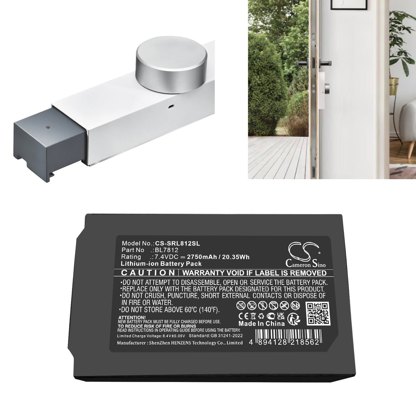 CS-SRL812SL Replacement Battery – Compatible with 1241386, Door Keeper Lock, Door Keeper Smart Connected, lock connected Door Keeper
