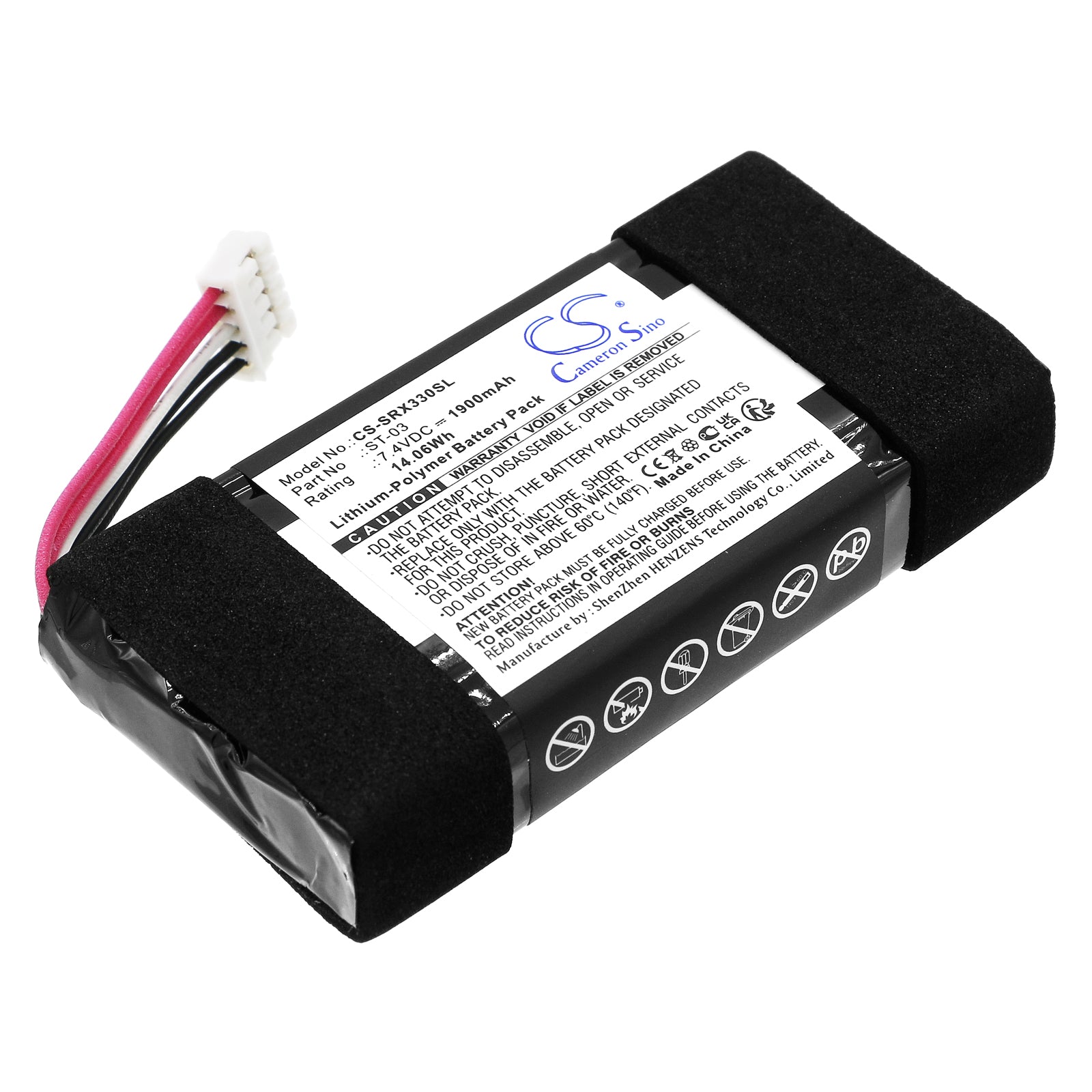 7.4V 1900mAh/14.06Wh Li-Polymer Speaker Battery for Sony