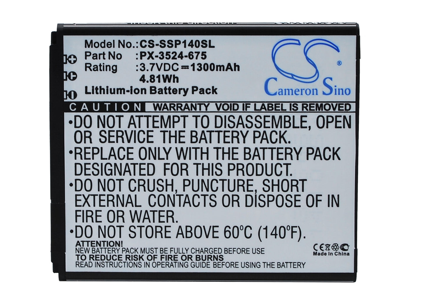 3.7V 1300mAh/4.81Wh Li-ion Mobile/SmartPhone Battery for Simvalley