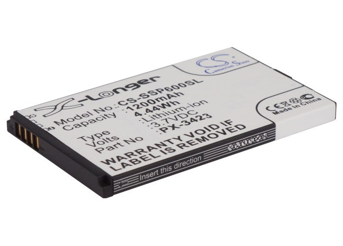 3.7V 1200mAh/4.44Wh Li-ion Mobile/SmartPhone Battery for Simvalley