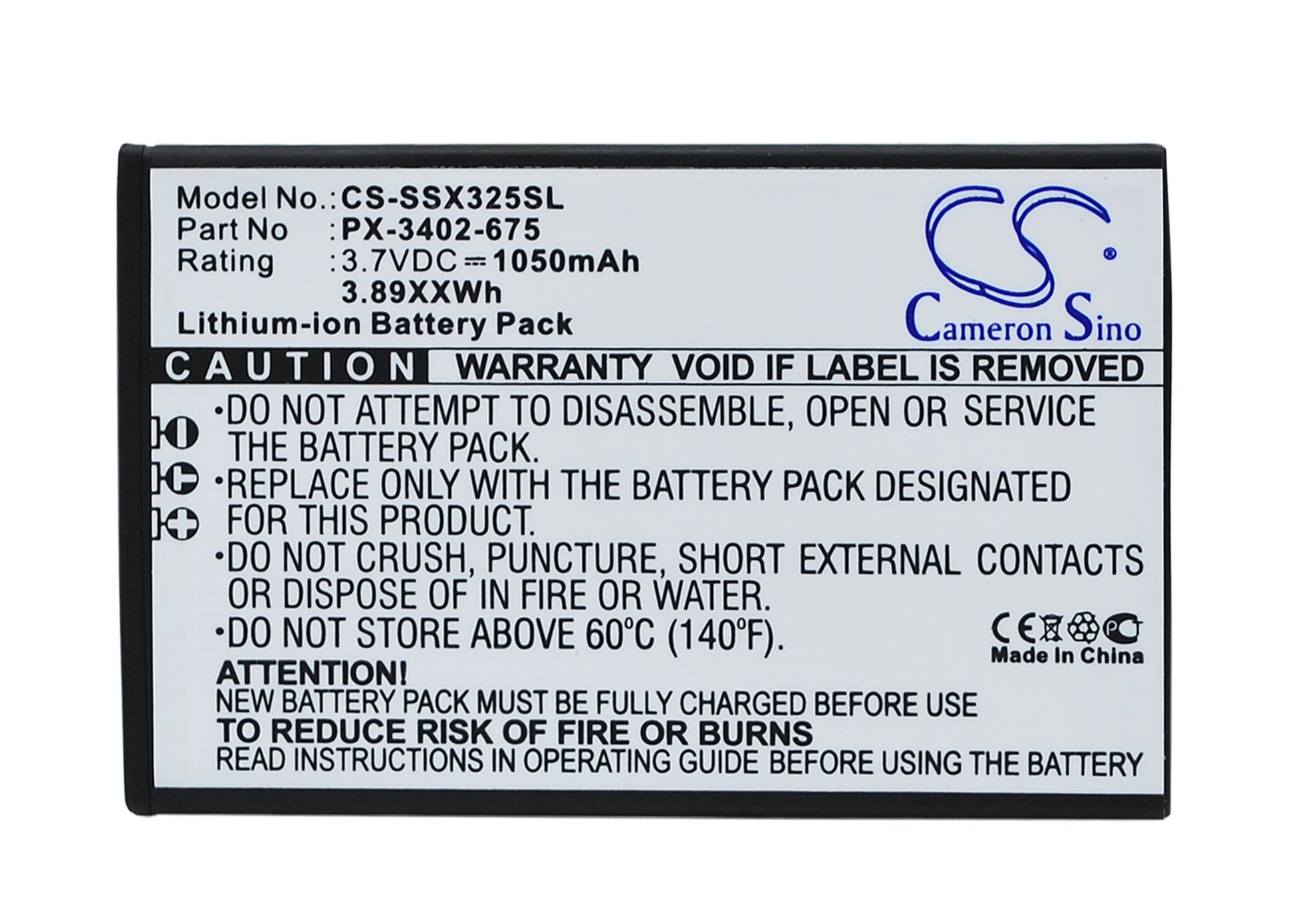 3.7V 1050mAh/3.89Wh Li-ion Mobile/SmartPhone Battery for Simvalley