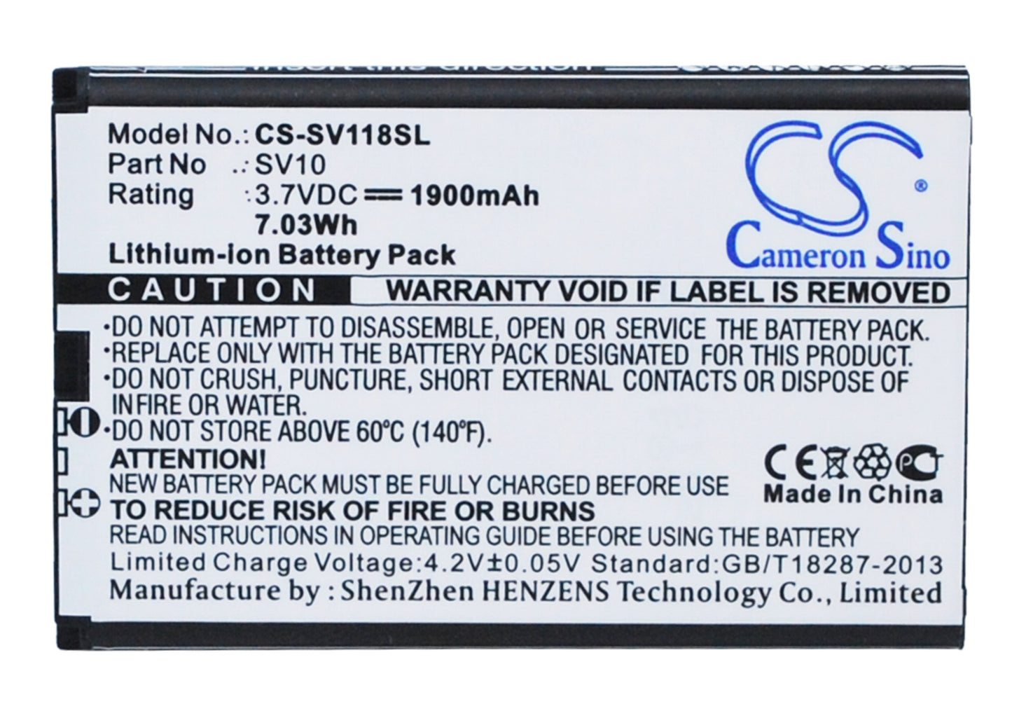 3.7V 1900mAh/7.03Wh Li-ion Equipment/Survey Battery for Sieval
