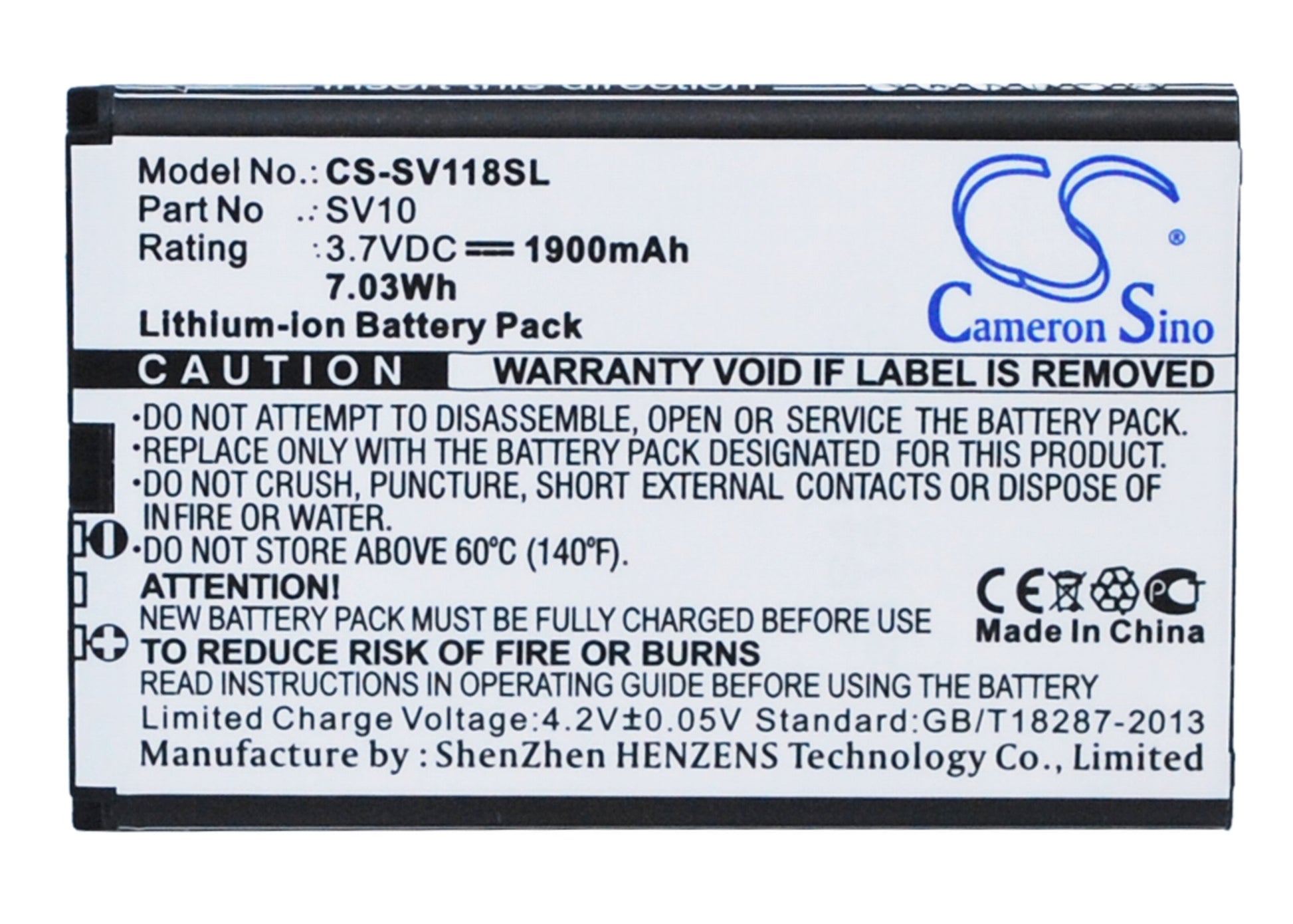 3.7V 1900mAh/7.03Wh Li-ion Equipment/Survey Battery for Sieval