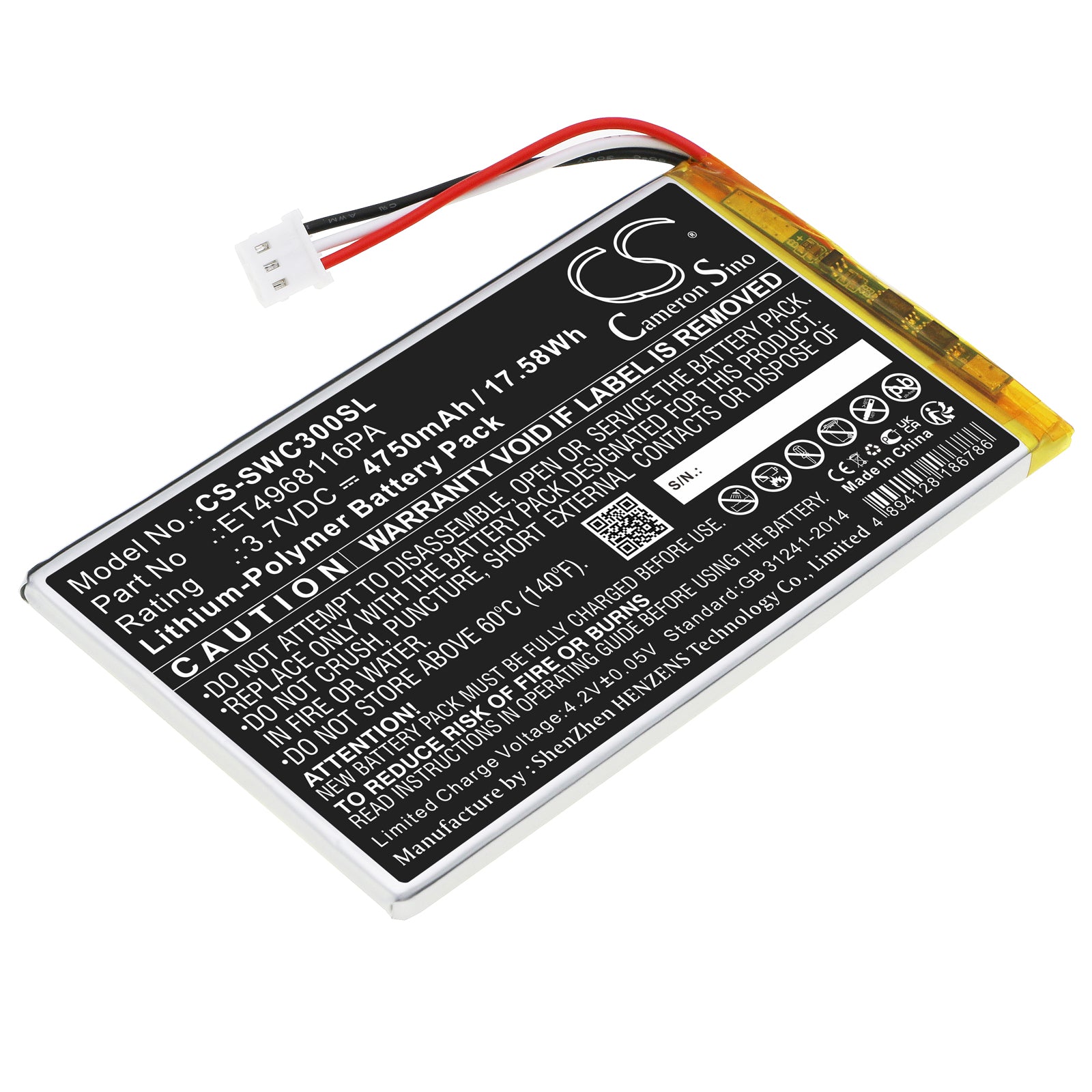 CS-SWC300SL Replacement Battery – Compatible with SC300, SC300 Portable Golf Launch Mon