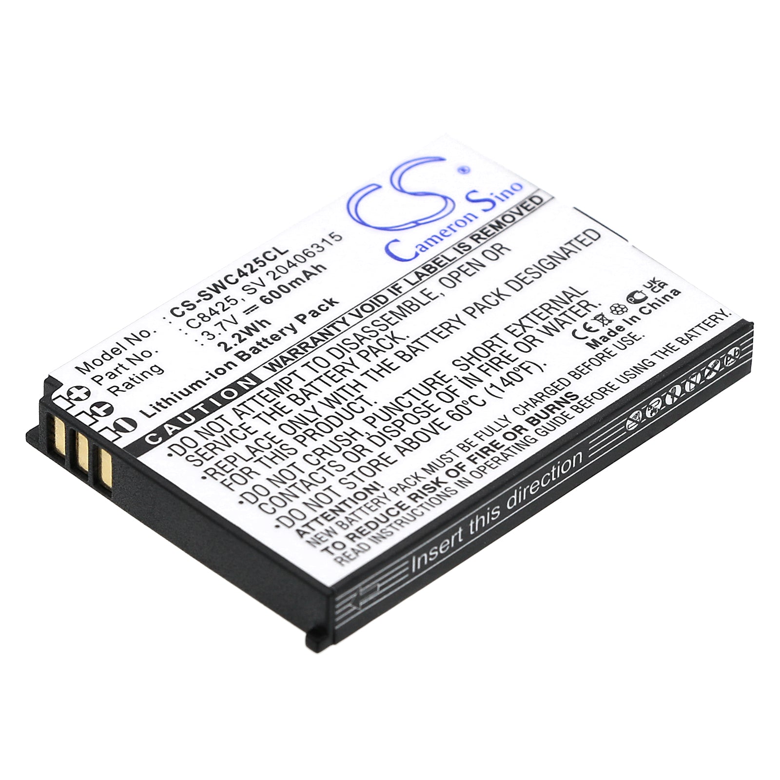 3.7V 600mAh/2.2Wh Li-ion Cordless Phone Battery for Swissvoice