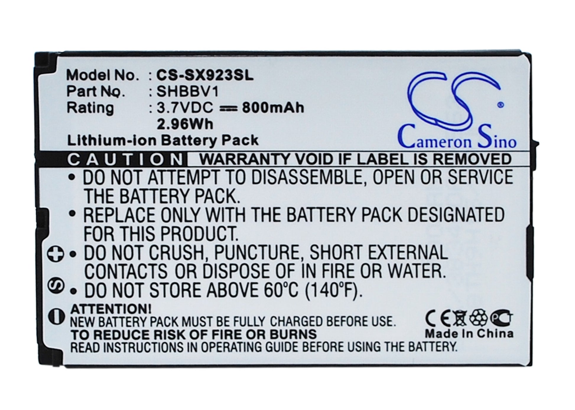 3.7V 800mAh Li-ion Mobile/SmartPhone Battery for Sharp