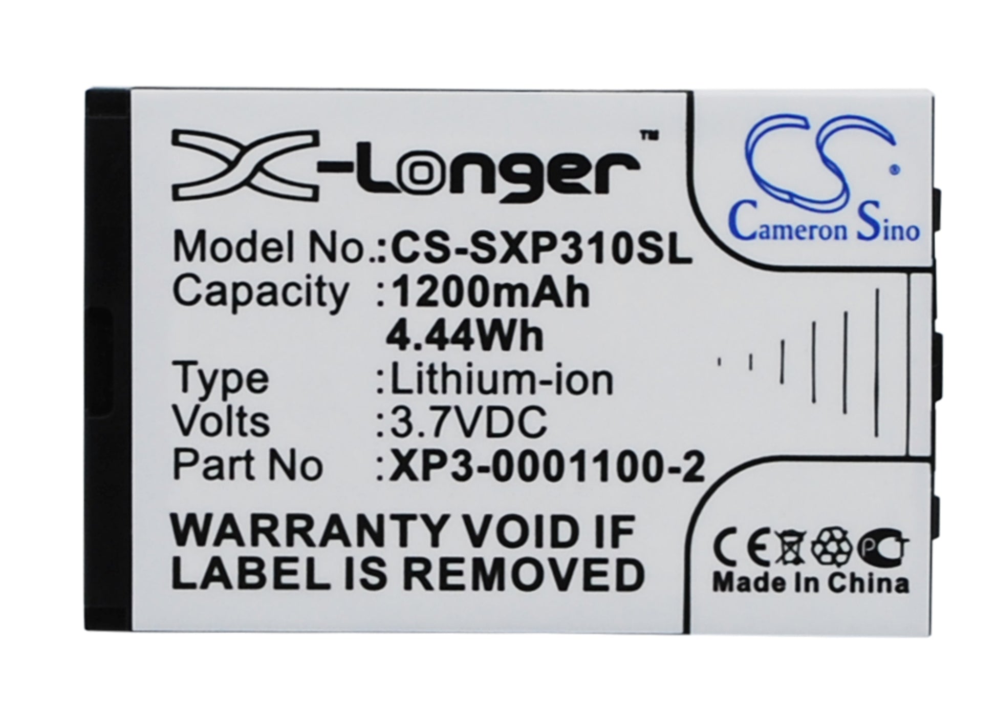 3.7V 1200mAh/4.44Wh Li-ion Mobile/SmartPhone Battery for Socketmobile