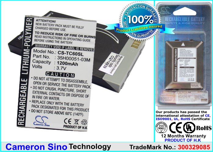 Cameron Sino 3.7V 1200mAh Li-Polymer Battery for Dopod 830T,TC600