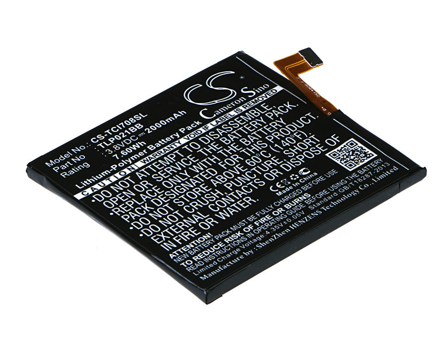 3.8V 2000mAh/7.60Wh Li-Polymer Mobile/SmartPhone Battery for TCL