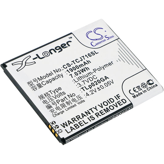 3.7V 1900mAh/7.03Wh Li-Polymer Mobile/SmartPhone Battery for TCL