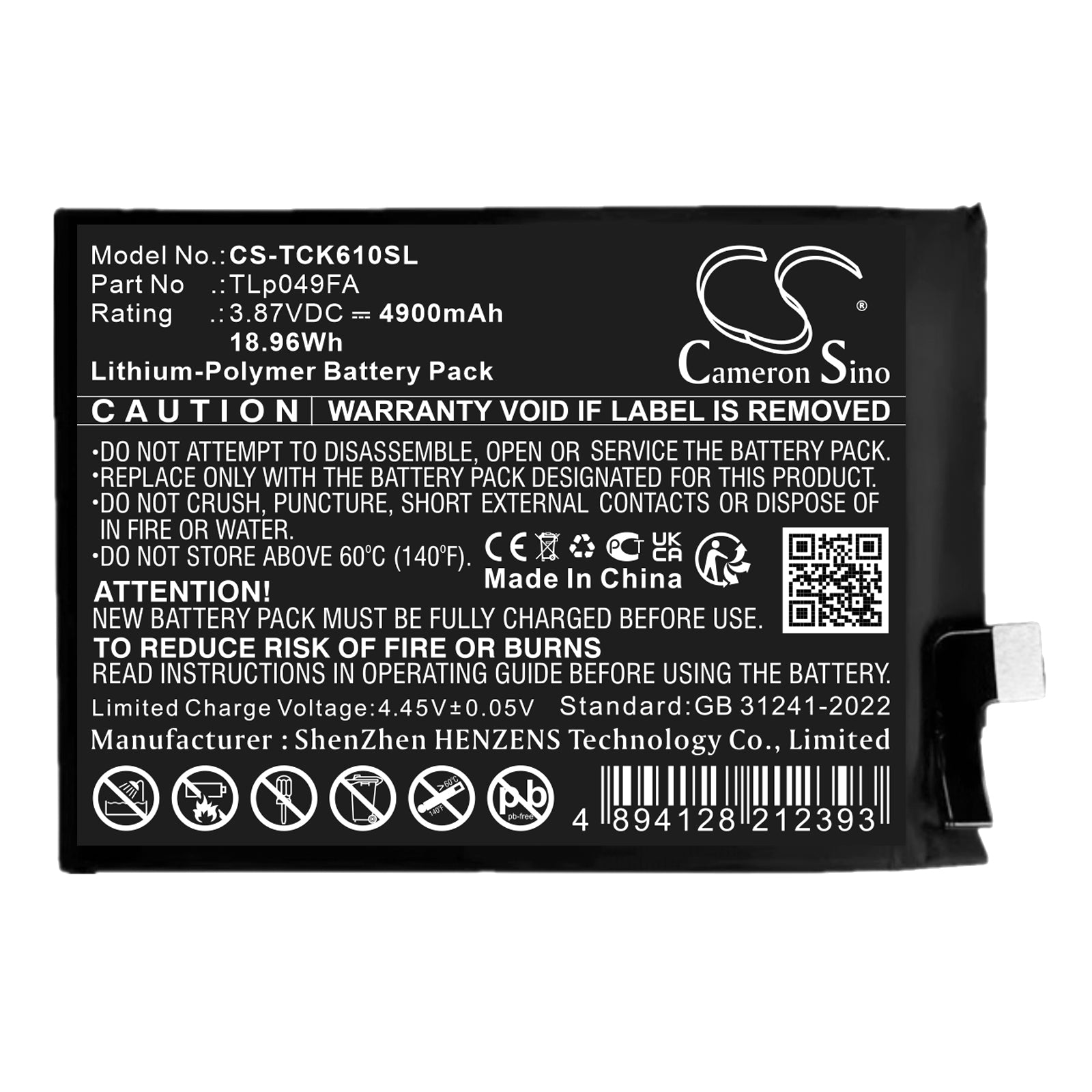 CS-TCK610SL Replacement Battery – Compatible with 40 SE, T610E2, T610K, T610K2