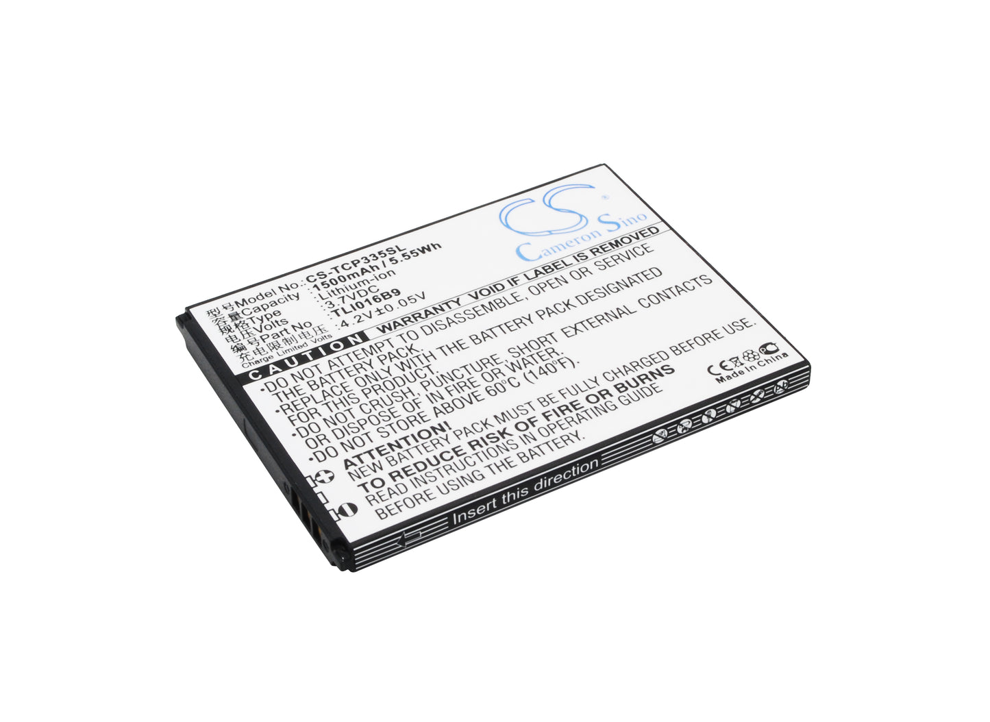 3.7V 1500mAh/5.55Wh Li-ion Mobile/SmartPhone Battery for TCL