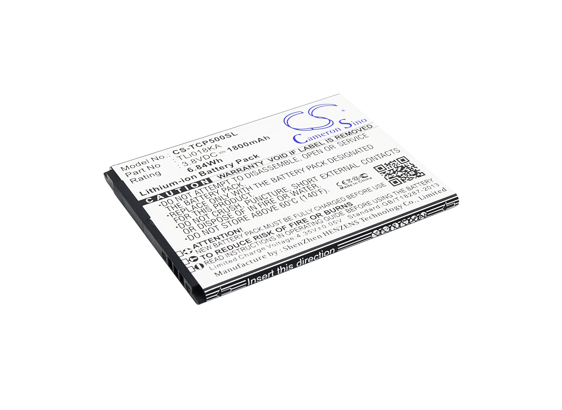 3.8V 1800mAh/6.84Wh Li-ion Mobile/SmartPhone Battery for TCL
