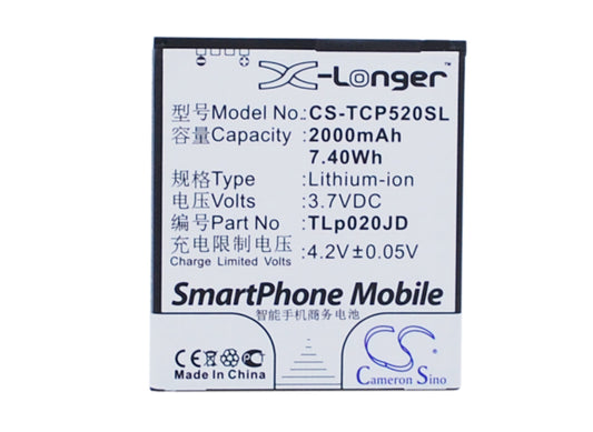 3.7V 2000mAh/7.40Wh Li-ion Mobile/SmartPhone Battery for TCL