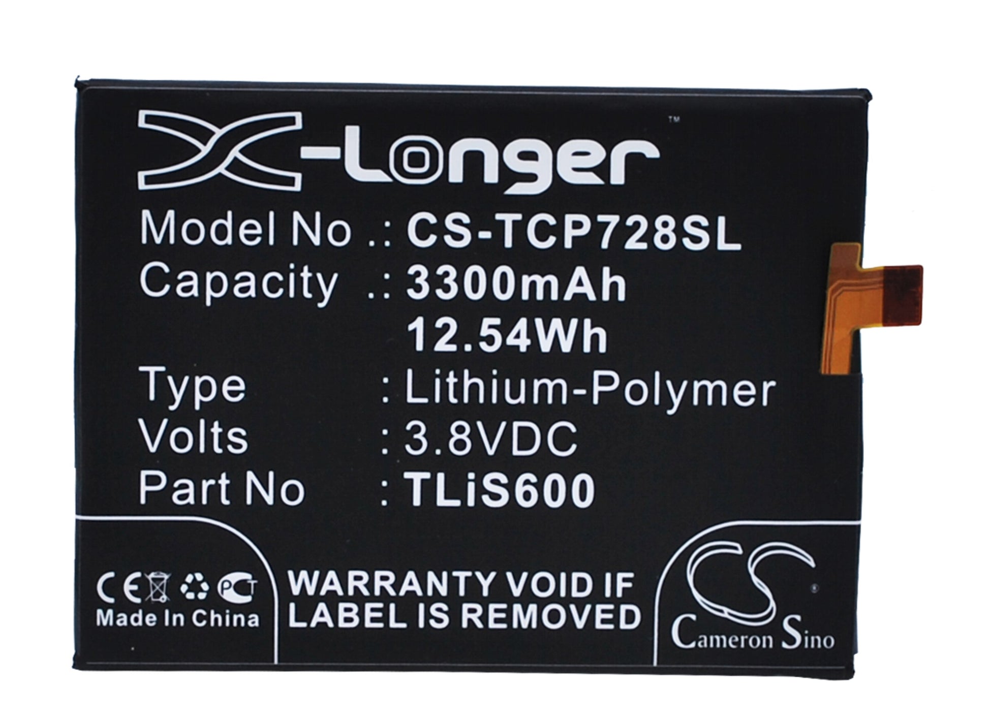 3.8V 3300mAh/12.54Wh Li-Polymer Mobile/SmartPhone Battery for TCL