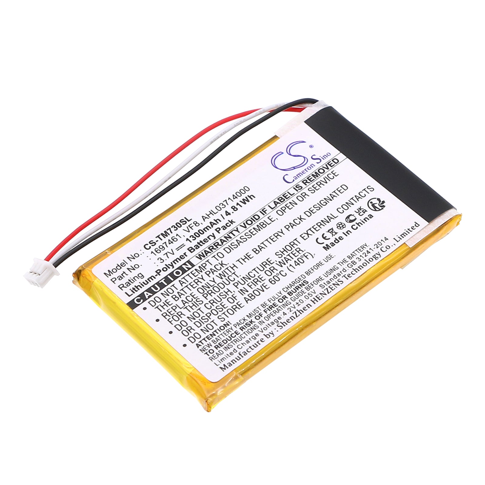 3.7V 1300mAh/4.81Wh Li-Polymer GPS/Navigator Battery for TomTom